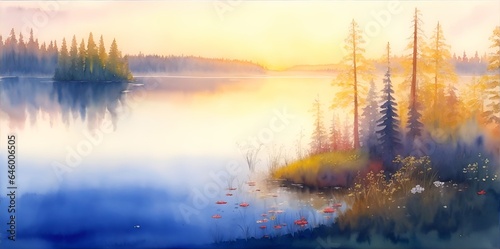 Beautiful Karelia landscape. Finland. AI generated illustration © vector_master