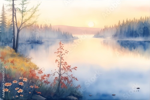 Beautiful Karelia landscape. Finland. AI generated illustration