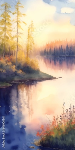Beautiful Karelia landscape. Finland. AI generated illustration
