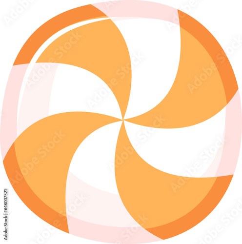 Spiral Orange Striped Candy Swirls for Halloween Delights Isolated : A colorful assortment of Halloween candy swirls, each featuring vibrant orange stripes in a delightful spiral twist.