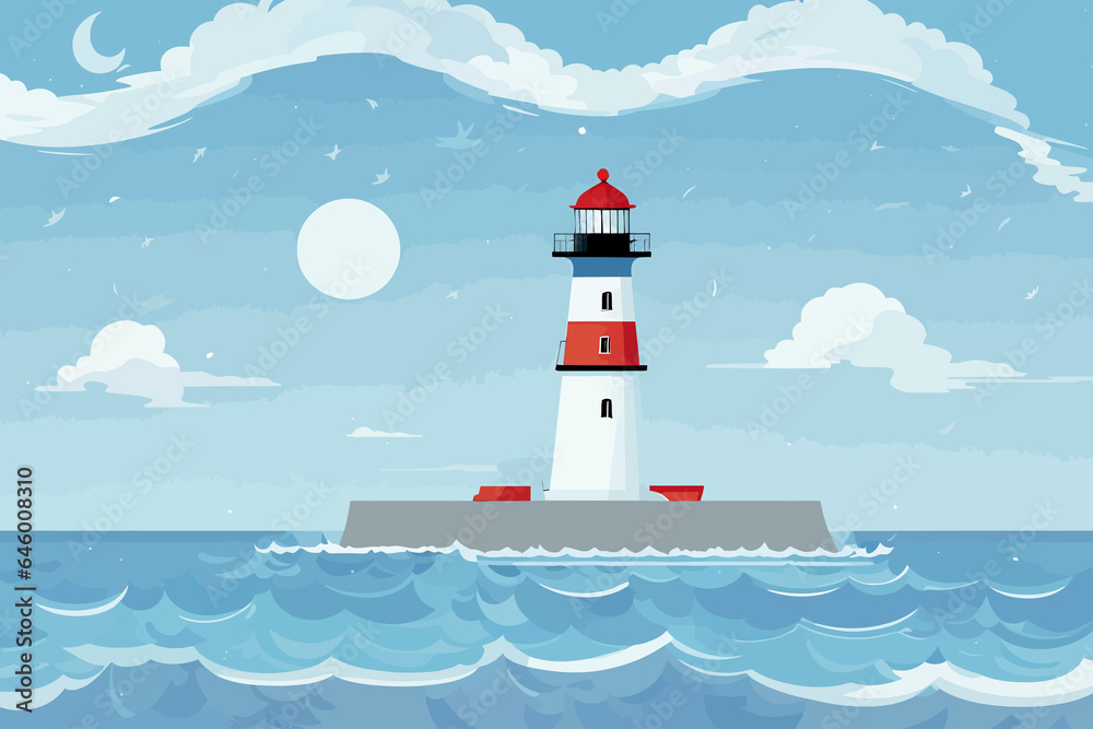 lighthouse storm ulta high quality sky illustration