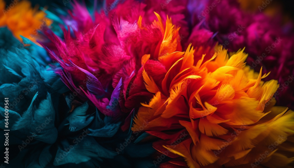 Vibrant bouquet of multi colored flowers celebrates the beauty of nature generated by AI