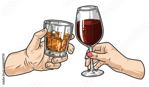 Whiskey and wine colorful sticker