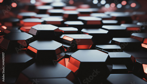 abstract background with hexagonal red cubes