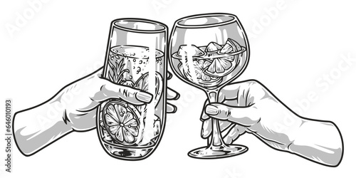 Alcoholic monochrome drinks element colorful