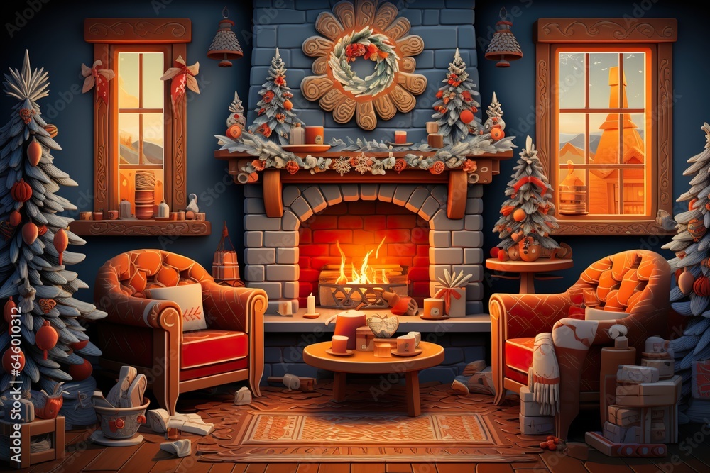 happy cozy Christmas by miscellaneous illustrations