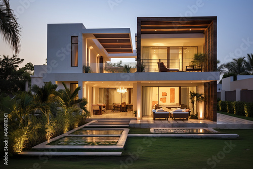 Luxury Home With Pool, Modern Indian House, Modern Indian House Design, Modern Indian House Exterior