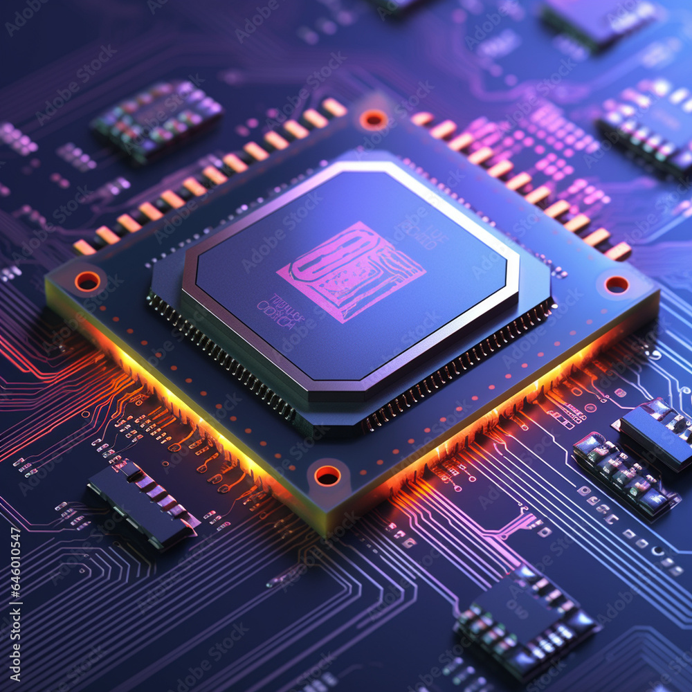 Fototapeta premium Computer Chips in vibrant colors