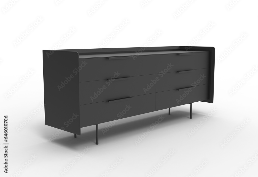 modern cabinet angle view with shadow 3d render modern cabinet angle view with shadow 3d render
