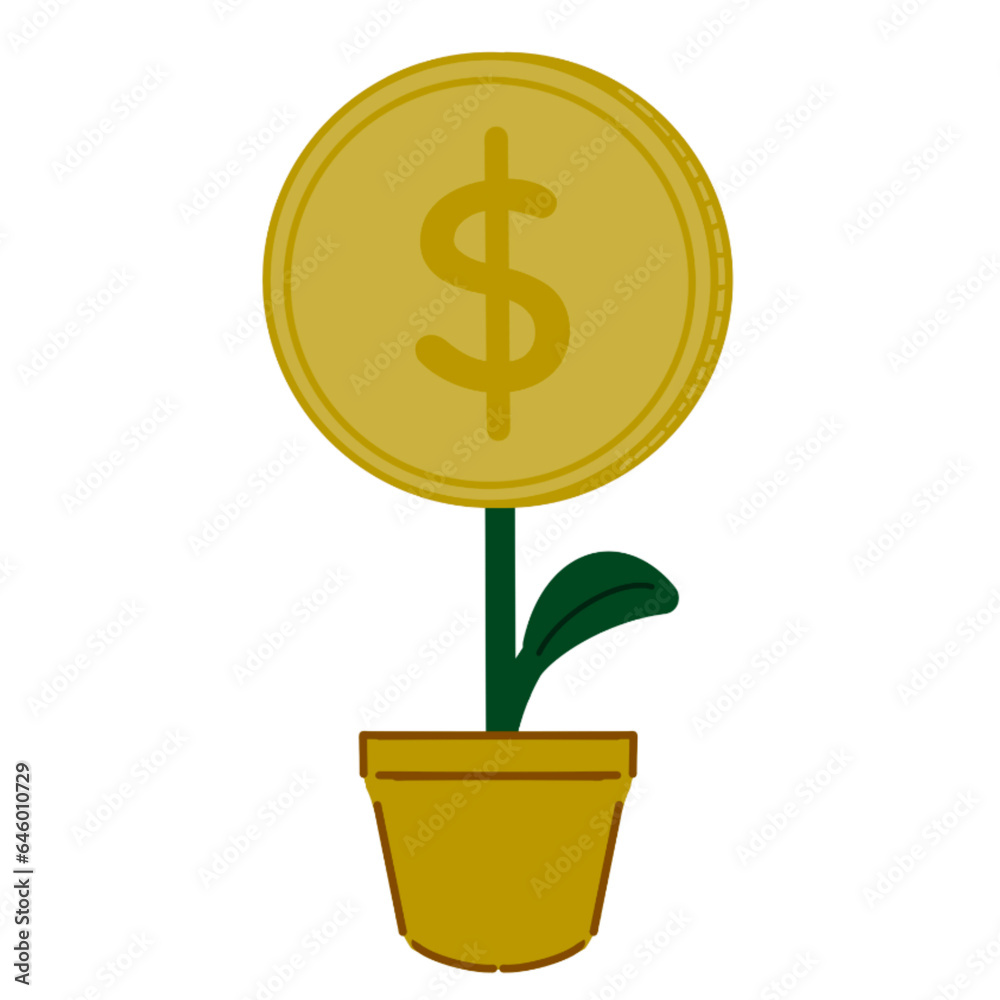 green plant growing from dollar sign green plant growing from dollar sign