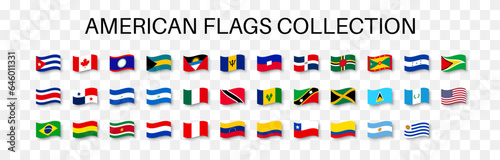 South and North America flags collection. Vector EPS 10