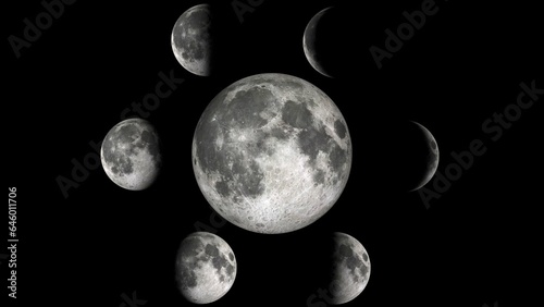 moon phases on black background