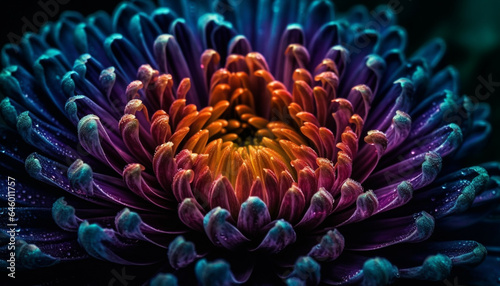 A vibrant underwater chrysanthemum, a fragility of beauty generated by AI
