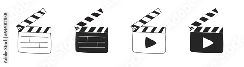 clapper board icon doodle hand drawing for film making director cut