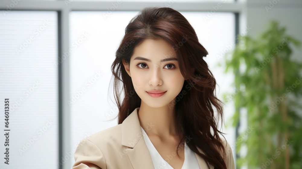 Portrait of beautiful young asian business woman smiling and looking at camera Portrait of beautiful young asian business woman smiling and looking at camera