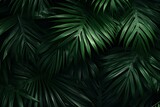 Closeup view of lush green leaf and palms background. Dark tropical concept for banners, posters, and ads. Generative AI