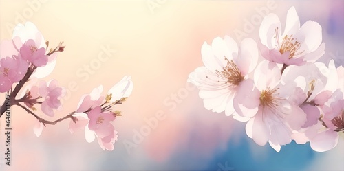 Sakura blossom. Watercolor style. AI generated illustration