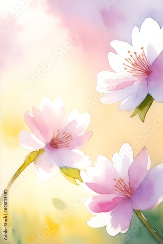 Sakura blossom. Watercolor style. AI generated illustration
