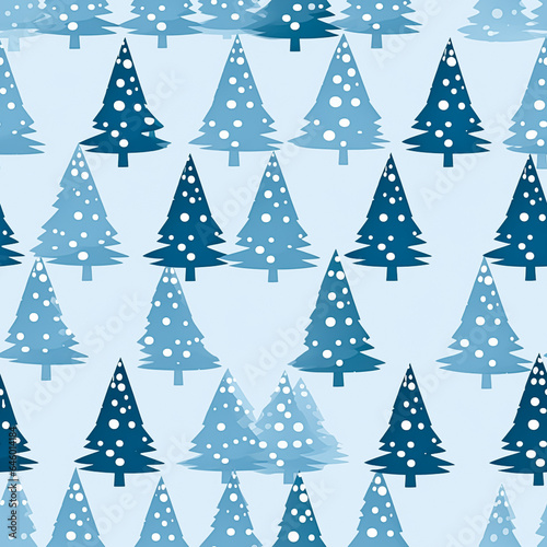 Christmas tree seamless pattern, tileable blue holiday country print for wallpaper, wrapping paper, scrapbook, fabric and product design © Anneleven