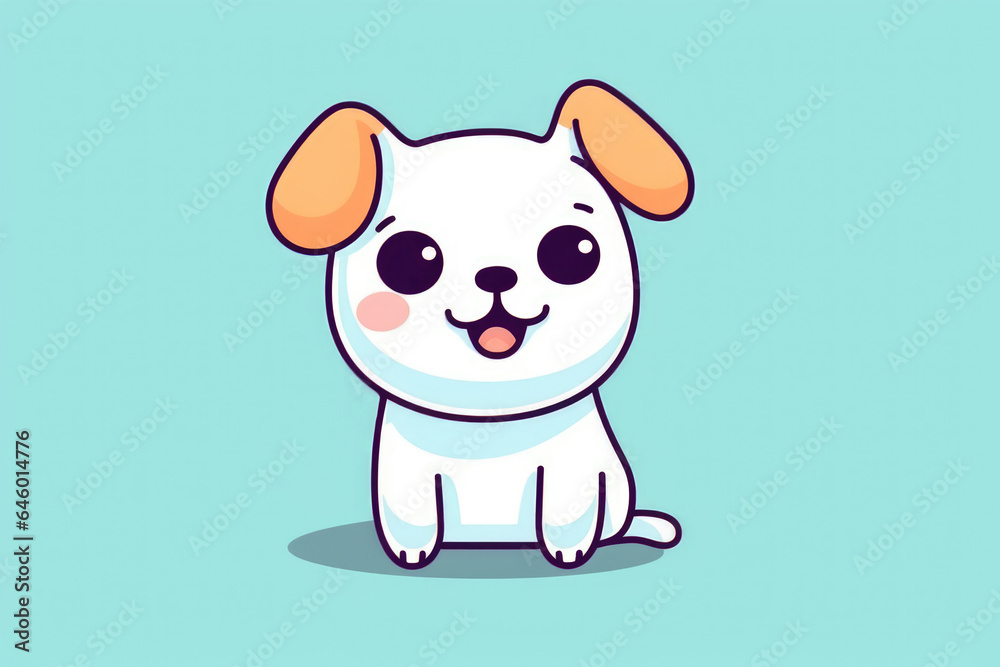 Cute smiling cartoon dog on aqua background Cute smiling cartoon dog on aqua background