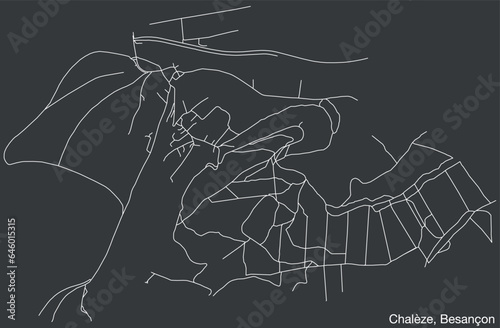 Detailed hand-drawn navigational urban street roads map of the CHALÈZE COMMUNE of the French city of BESANCON, France with vivid road lines and name tag on solid background