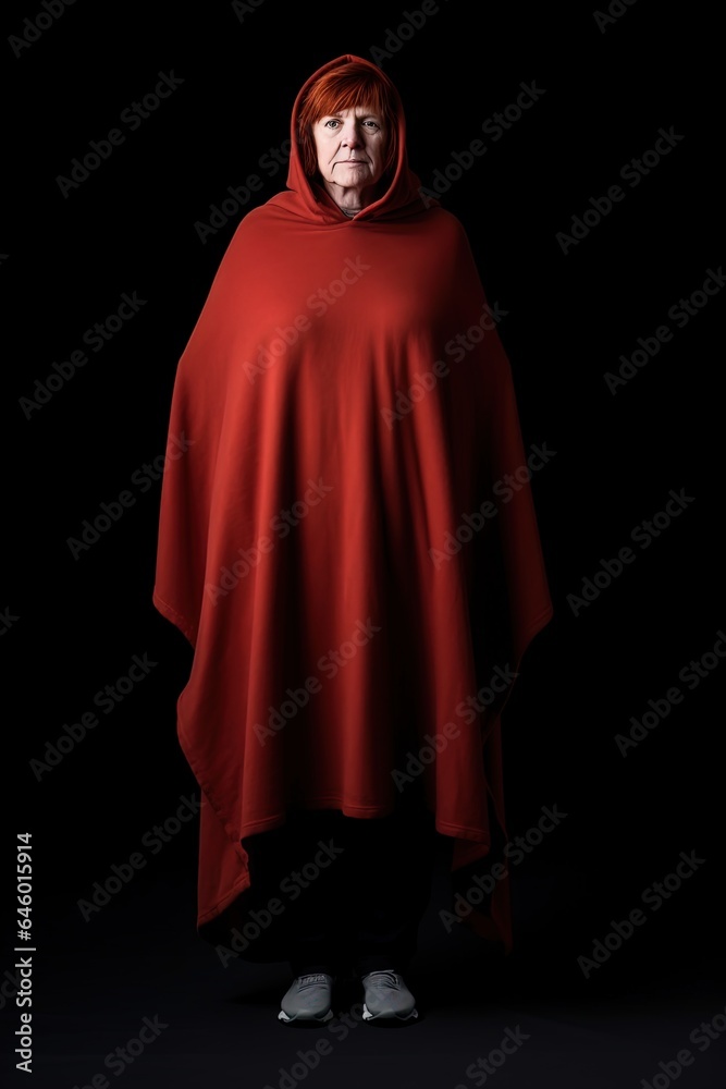 A mysterious woman wearing a red hood isolated on black background. Great for book covers and stories on fantasy, witchcraft, wicca, secrets, druids, mages and more.