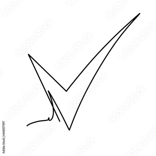 Vector continuous one line tick illustration
