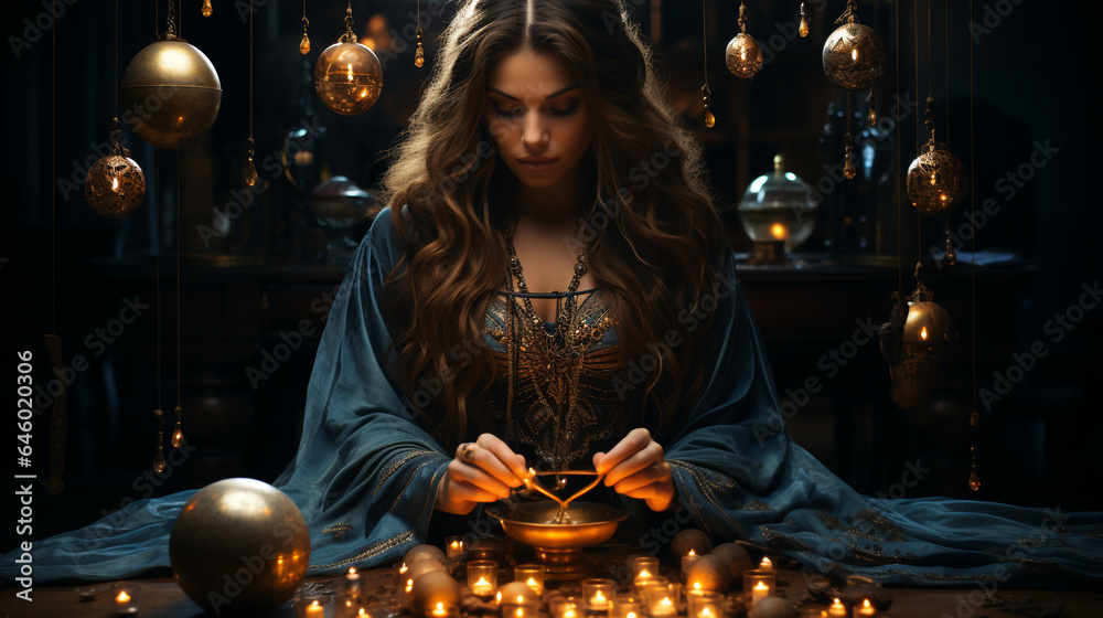 pendulum divination mystical energy fields - obrazy, fototapety, plakaty 