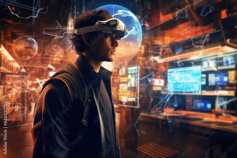 Into the Future: Man Enveloped in a Technologically Advanced Environment, a Glimmer of Tomorrow's Possibilities Into the Future: Man Enveloped in a Technologically Advanced Environment, a Glimmer of Tomorrow's Possibilities
