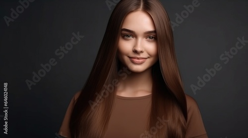 Beautiful fashion woman long curly big curls. Hair and makeup, straight long shiny hair. Beauty and hair care