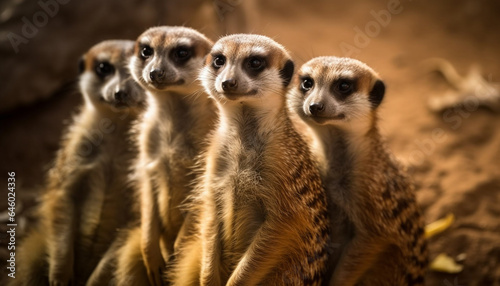 A cute family of three lemurs sitting in a row generated by AI