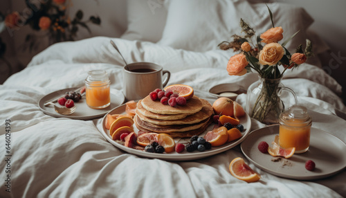 Wallpaper Mural A comfortable indoor snack of French croissant and berry preserves generated by AI Torontodigital.ca