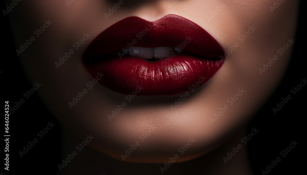 Passionate young woman exudes elegance and sensuality in close up portrait generated by AI Passionate young woman exudes elegance and sensuality in close up portrait generated by AI