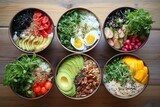 Delicious and nourishing breakfast bowls. Generative AI