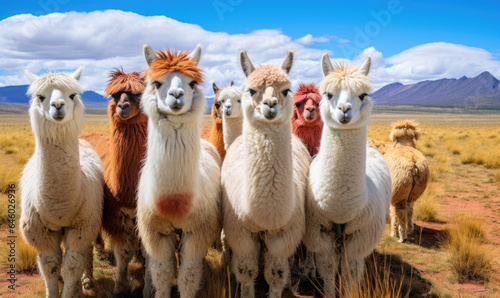 Group of llamas grace the vast desert.