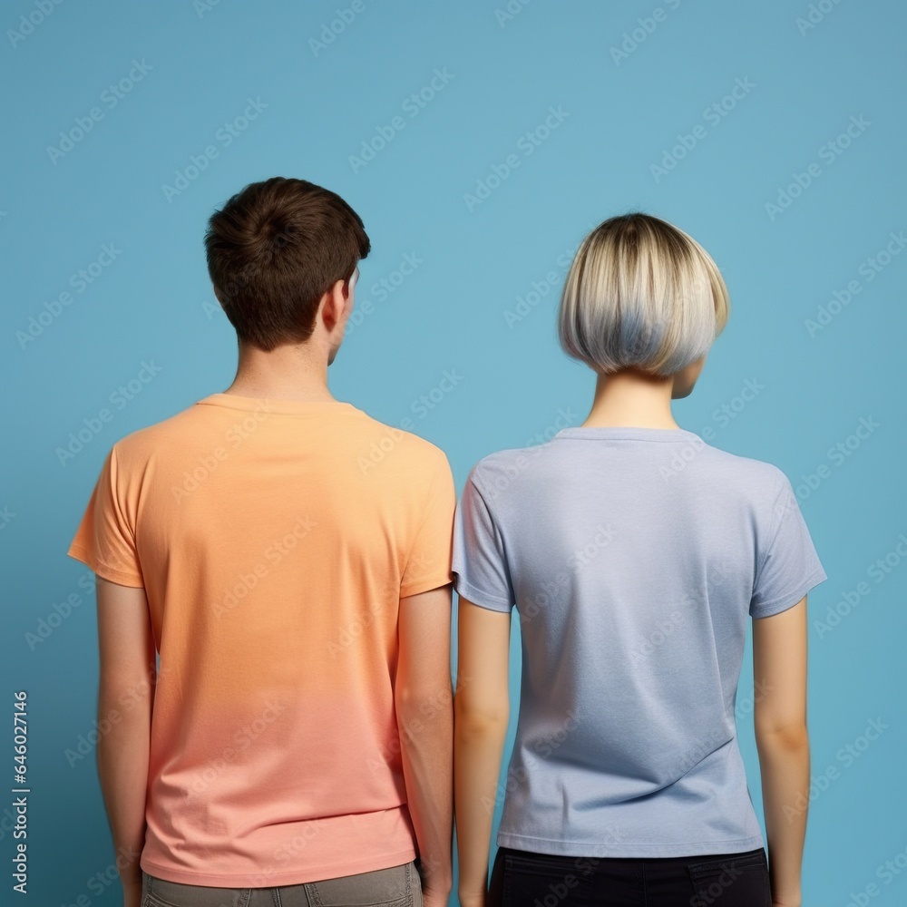 Illustration of a fashion portrait with plain t-shirt mockup, AI Generated Illustration of a fashion portrait with plain t-shirt mockup, AI Generated