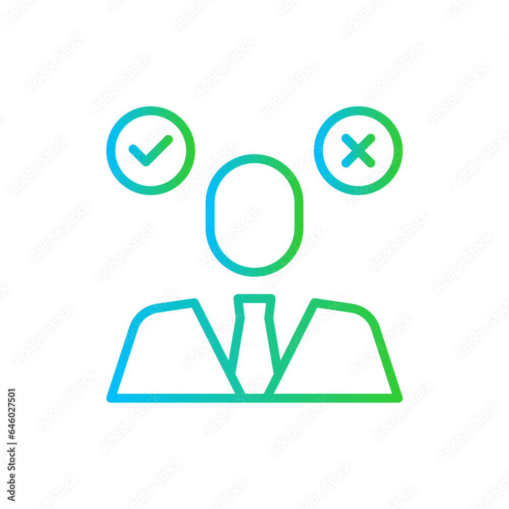 Decision maker education icon with blue and green gradient outline style. business, icon, vector, decision, maker, symbol, illustration. Vector Illustration Decision maker education icon with blue and green gradient outline style. business, icon, vector, decision, maker, symbol, illustration. Vector Illustration