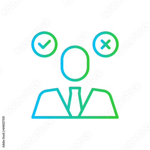 Decision maker education icon with blue and green gradient outline style. business, icon, vector, decision, maker, symbol, illustration. Vector Illustration