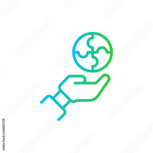 Problem solving education icon with blue and green gradient outline style. business  problem  concept  symbol  illustration  idea  solution. Vector Illustration
