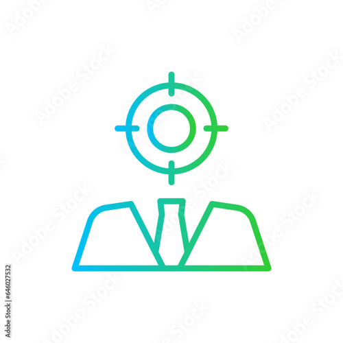 Target education icon with blue and green gradient outline style. business, target, symbol, success, strategy, goal, vector. Vector Illustration