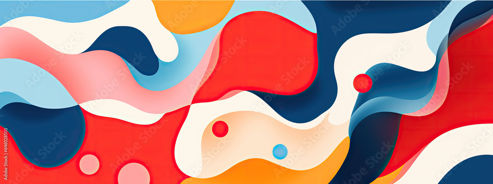 minimalist colorful background, fluid design pattern, vibrant and colorful abstract background, panorama, AI   