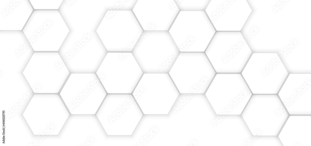 Abstract White Hexagonal Background. Luxury White Pattern. Vector Illustration. 3D Futuristic abstract honeycomb mosaic white background. geometric mesh cell texture. Abstract White Hexagonal Background. Luxury White Pattern. Vector Illustration. 3D Futuristic abstract honeycomb mosaic white background. geometric mesh cell texture.