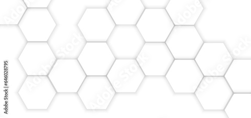 Abstract White Hexagonal Background. Luxury White Pattern. Vector Illustration. 3D Futuristic abstract honeycomb mosaic white background. geometric mesh cell texture.	