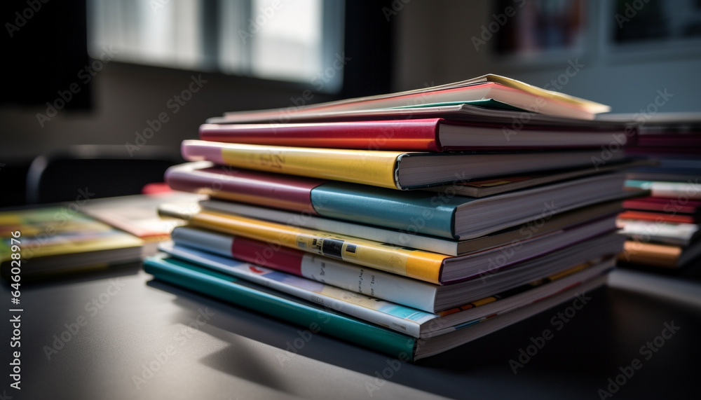 A heap of literature on the bookshelf, a wisdom collection generated by AI A heap of literature on the bookshelf, a wisdom collection generated by AI