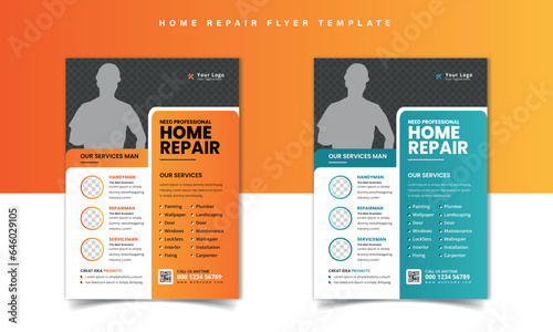 professional handyman services flyer, handyman flyer, home repair services Template
