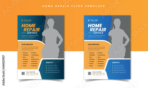 professional handyman services flyer, handyman flyer, home repair services Template