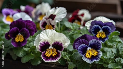 Elegant Ruffled Pansies - Vibrant and Delicate Floral Beauties in Full Bloom © Irfanan