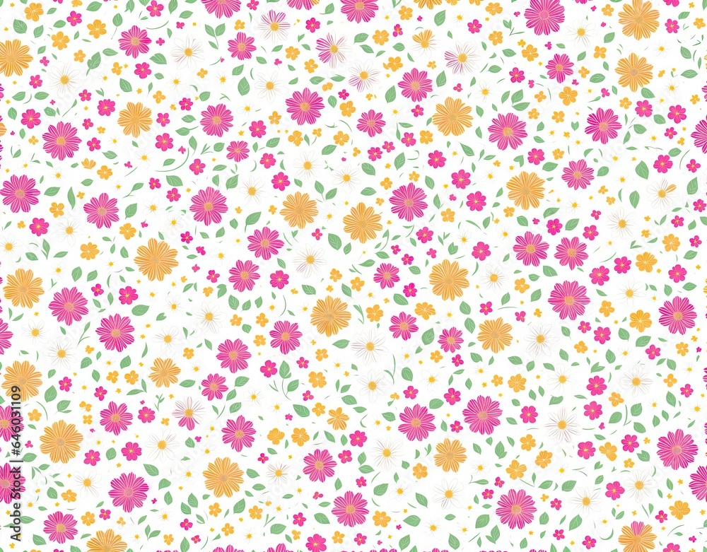 Pattern of multi-colored flowers. AI generated. Pattern of multi-colored flowers. AI generated.