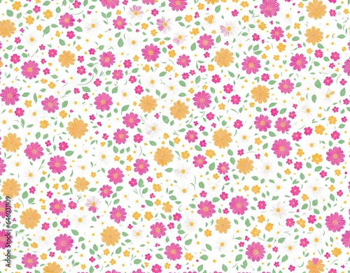Pattern of multi-colored flowers. AI generated.