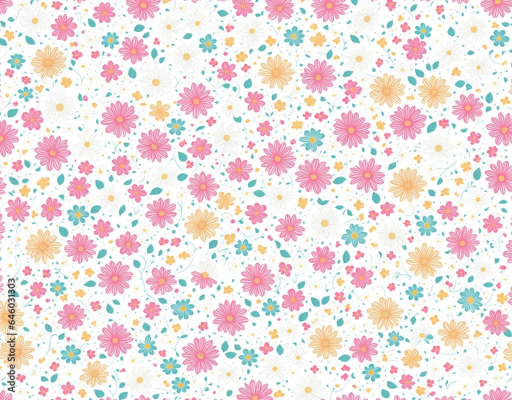Pattern of multi-colored flowers. AI generated. Pattern of multi-colored flowers. AI generated.